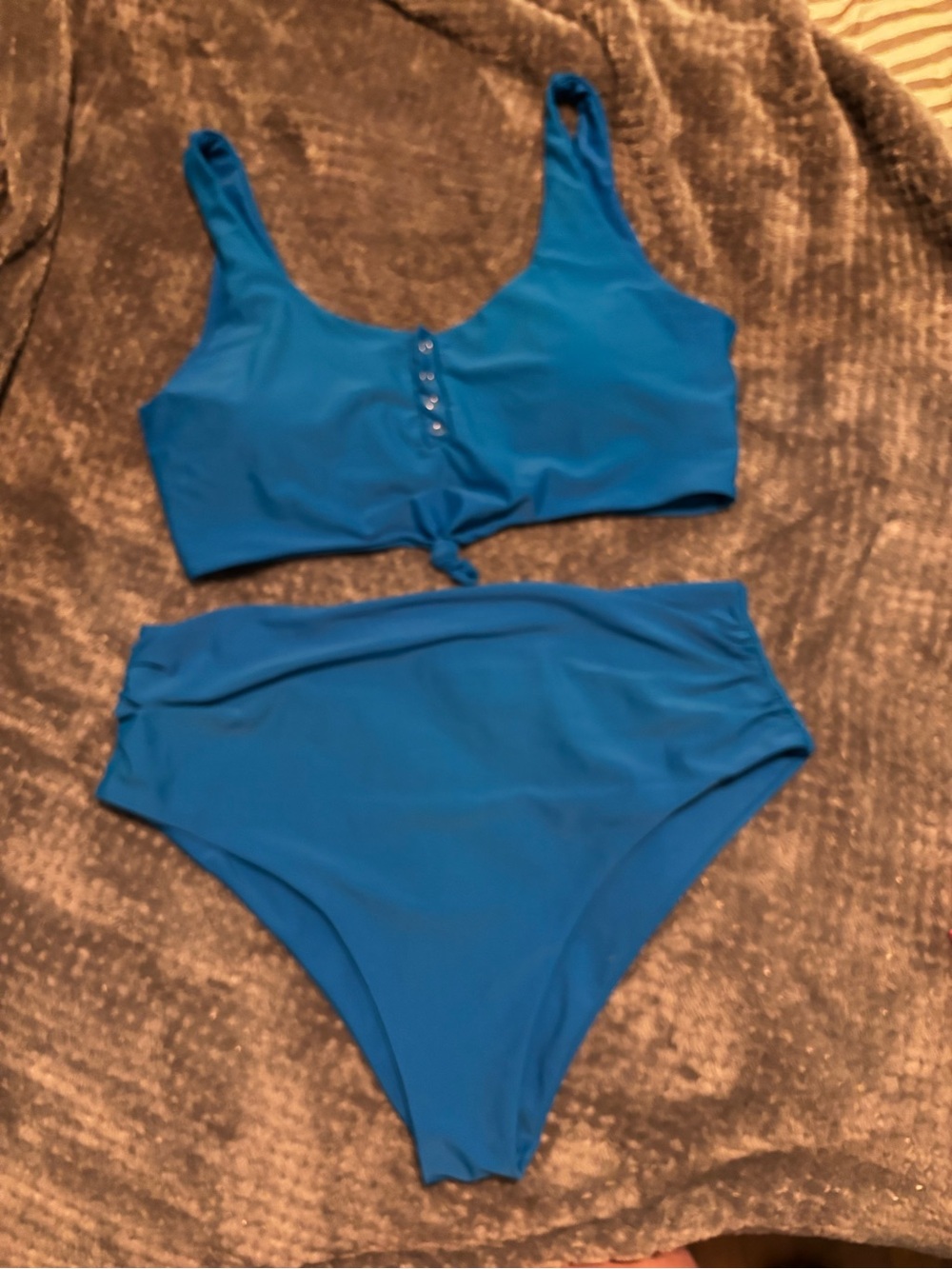 Womens size XXL Zaful Bright Blue Knot-Front High-Waist Bikini